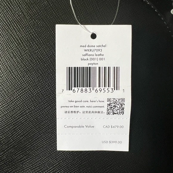 NWT Kate Spade Payton Medium Dome Satchel Bag Black with Crossbody & Dust Bag - Picture 10 of 16